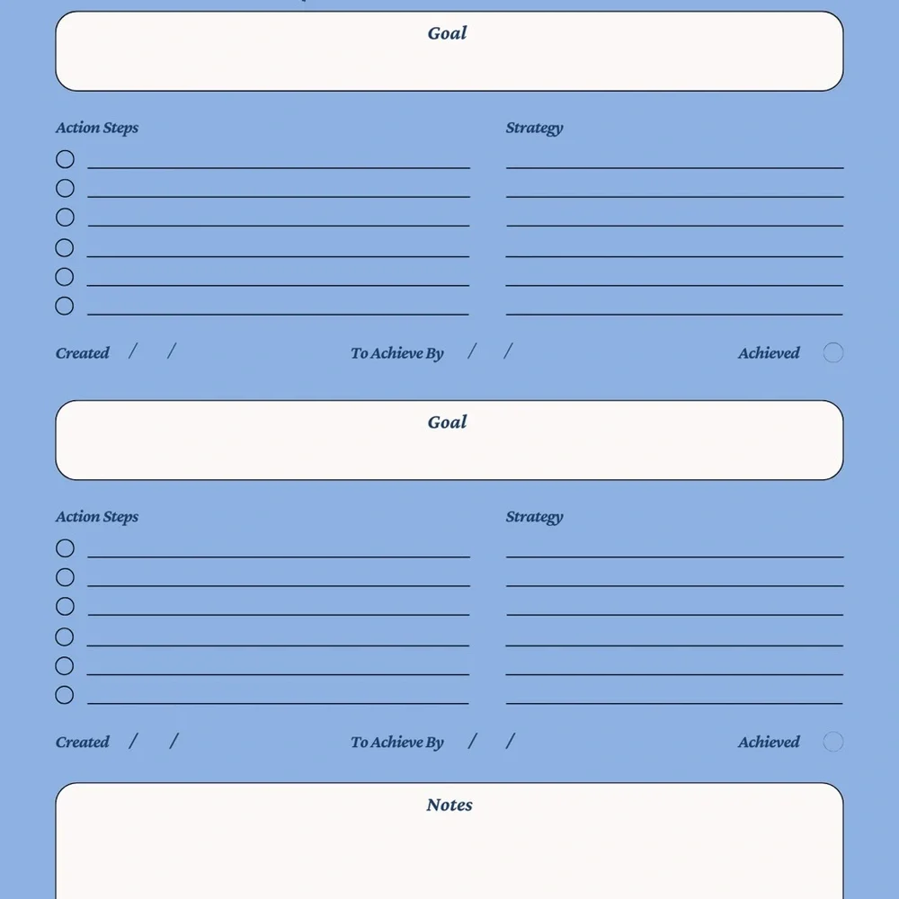 The Progress Goals All-in-One Planner - Blue Floral Design